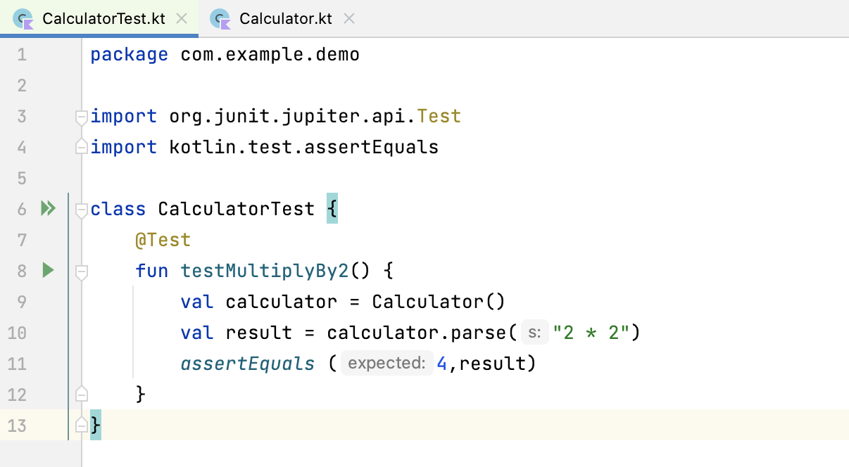 assertEquals() 检查参数是否相等,如果不相等则测试失败 assertEquals() 检查参数是否相等,如果不相等则测试失败