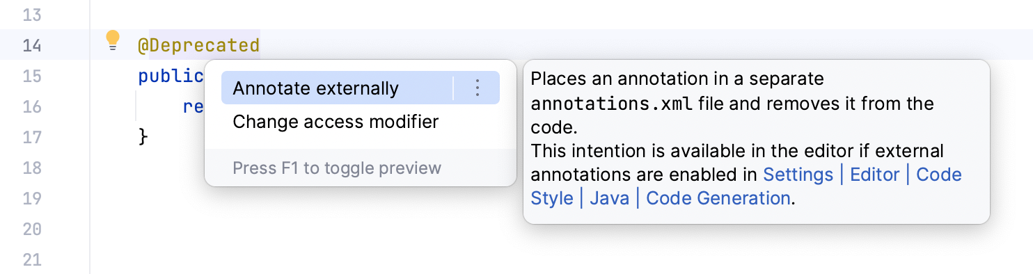 将常规注释转换为外部注释 将常规注释转换为外部注释