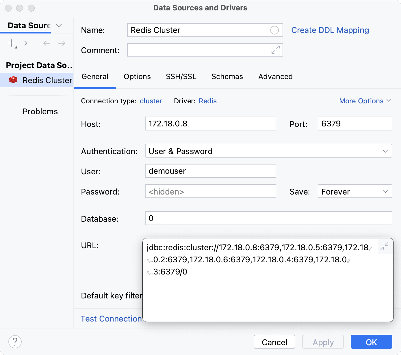 Database connection details Database connection details