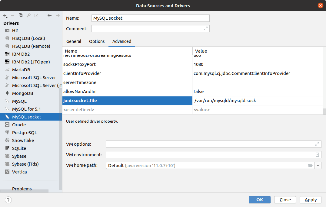 添加 junixsocket.file 属性 添加 junixsocket.file 属性