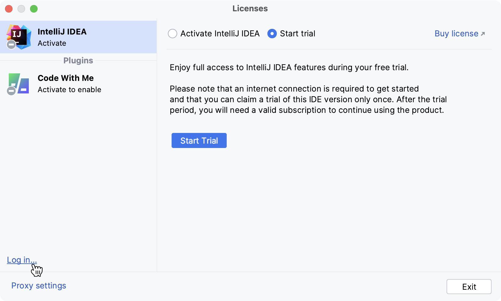 登录 JetBrains 账户开始试用版 登录 JetBrains 账户开始试用版