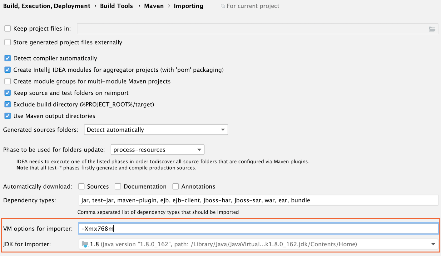Maven 设置:VM 选项和导入器的 JDK Maven 设置:VM 选项和导入器的 JDK