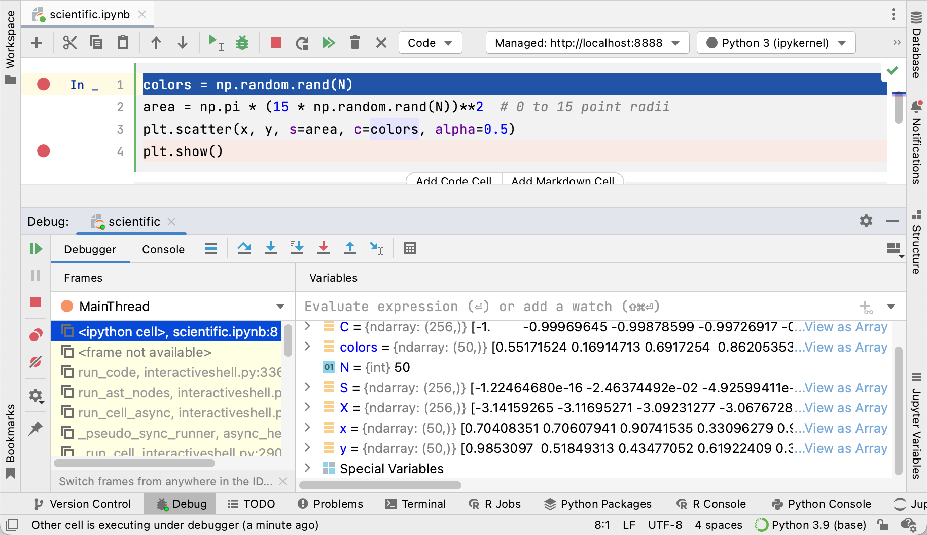 Jupyter Notebook 调试器工具窗口 Jupyter Notebook 调试器工具窗口