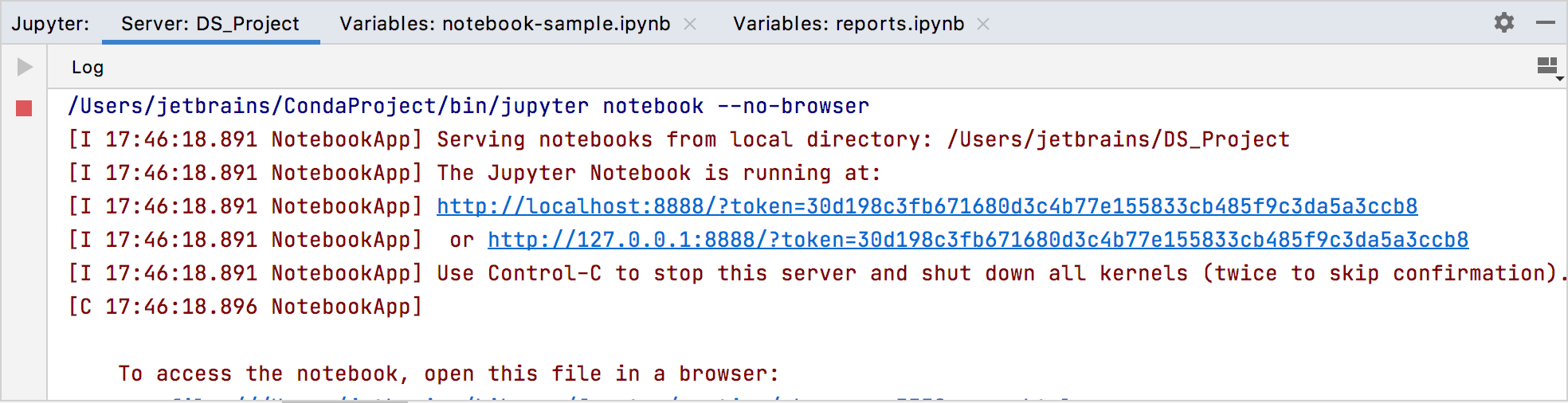 Jupyter 服务器正在运行。 Jupyter 工具窗口 Jupyter 服务器正在运行。 Jupyter 工具窗口