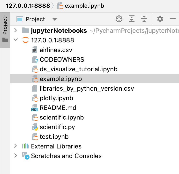 项目工具窗口中的远程 Jupyter 服务器 项目工具窗口中的远程 Jupyter 服务器