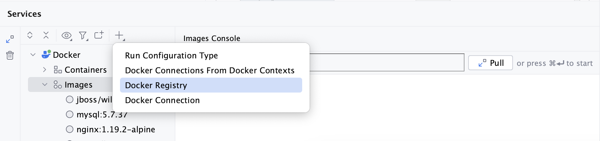 服务工具窗口 - 添加 Docker 注册表 服务工具窗口 - 添加 Docker 注册表