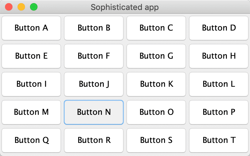 带有很多按钮的示例应用程序 UI 带有很多按钮的示例应用程序 UI