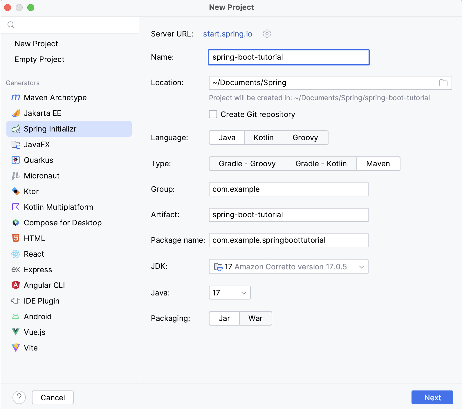 新建项目中的 Spring Initializr 新建项目中的 Spring Initializr